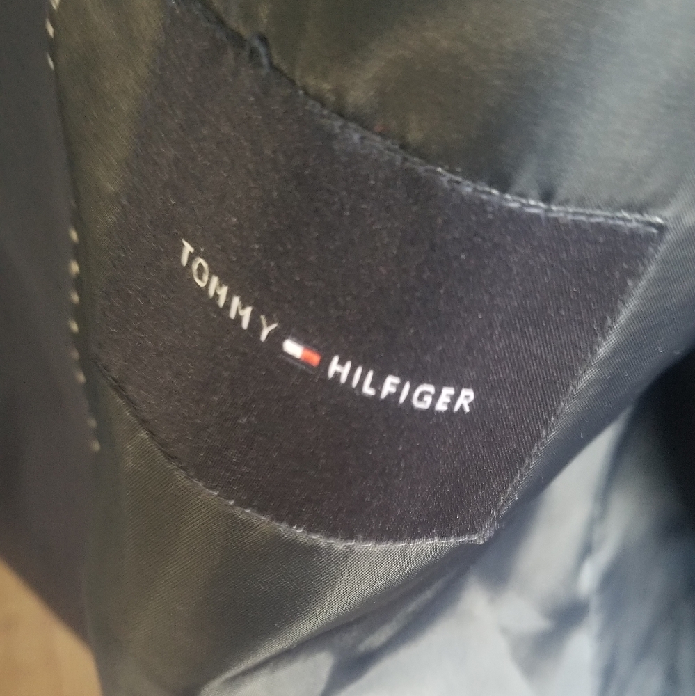 Tommy sport coat black pin stripe 48